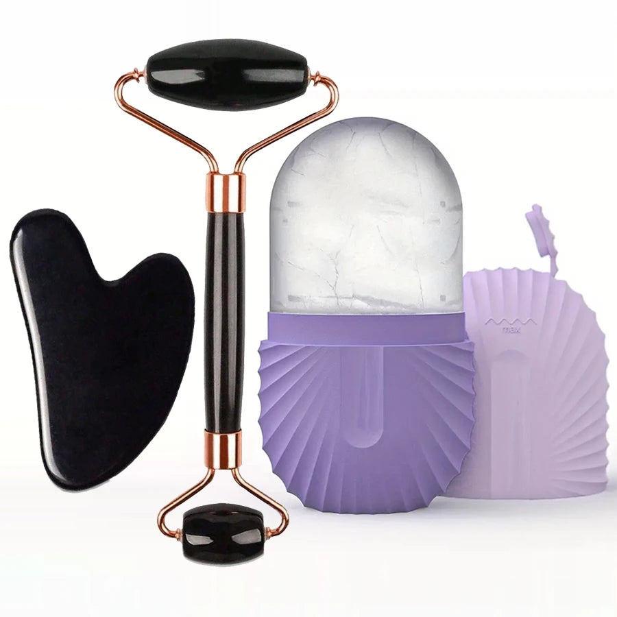 Ice Face Roller & Gua Sha Set — Facial Massage Tool for Lifting & Contouring