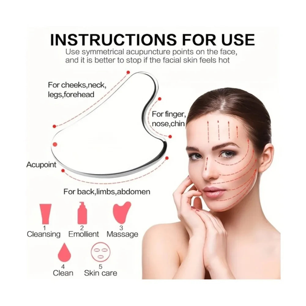 Stainless Steel Ice Face Roller & Gua Sha Set — Facial Sculpting & Depuffing Tool