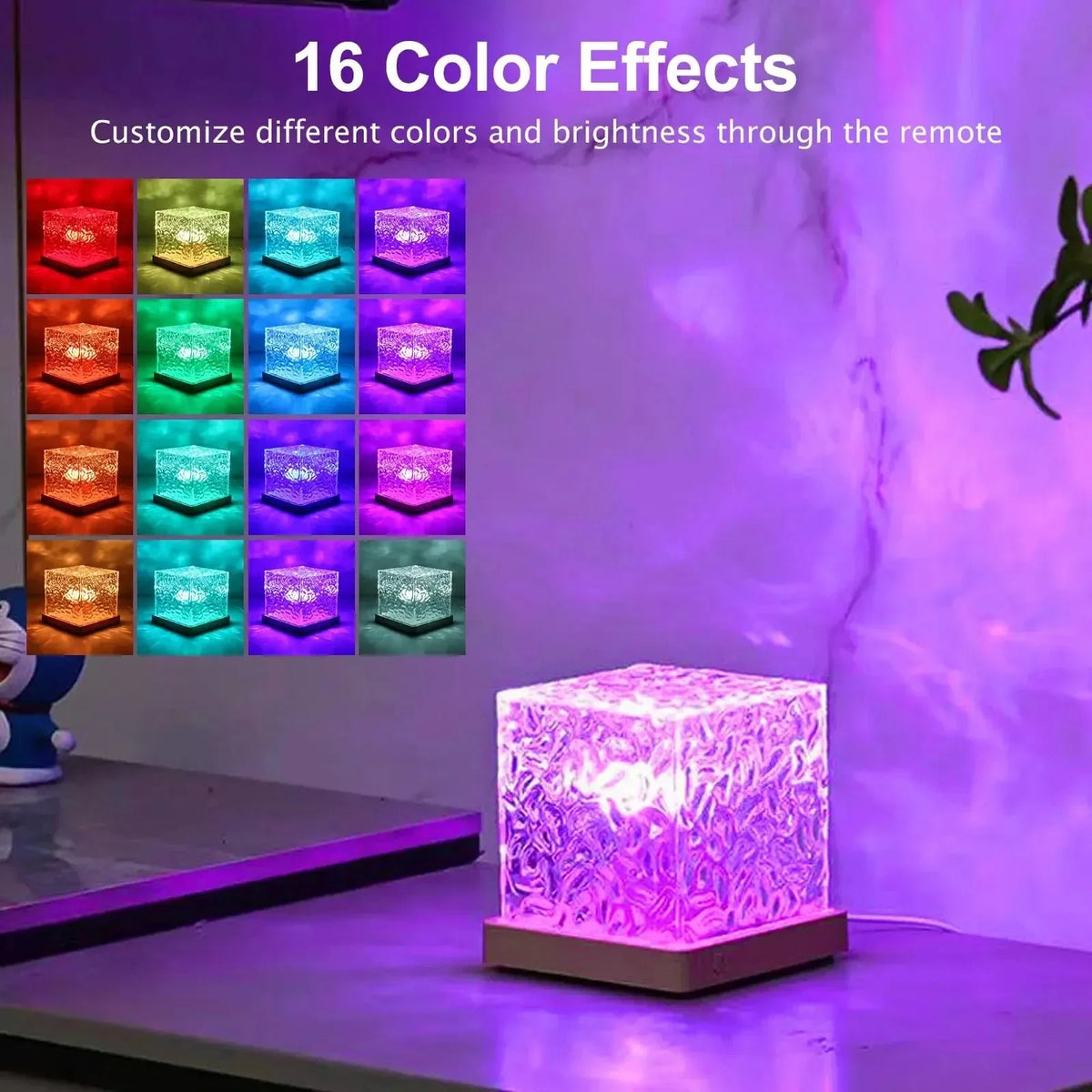 16-Color Aurora Night Light Projector — Water Ripple Crystal Lamp for Bedroom Decor