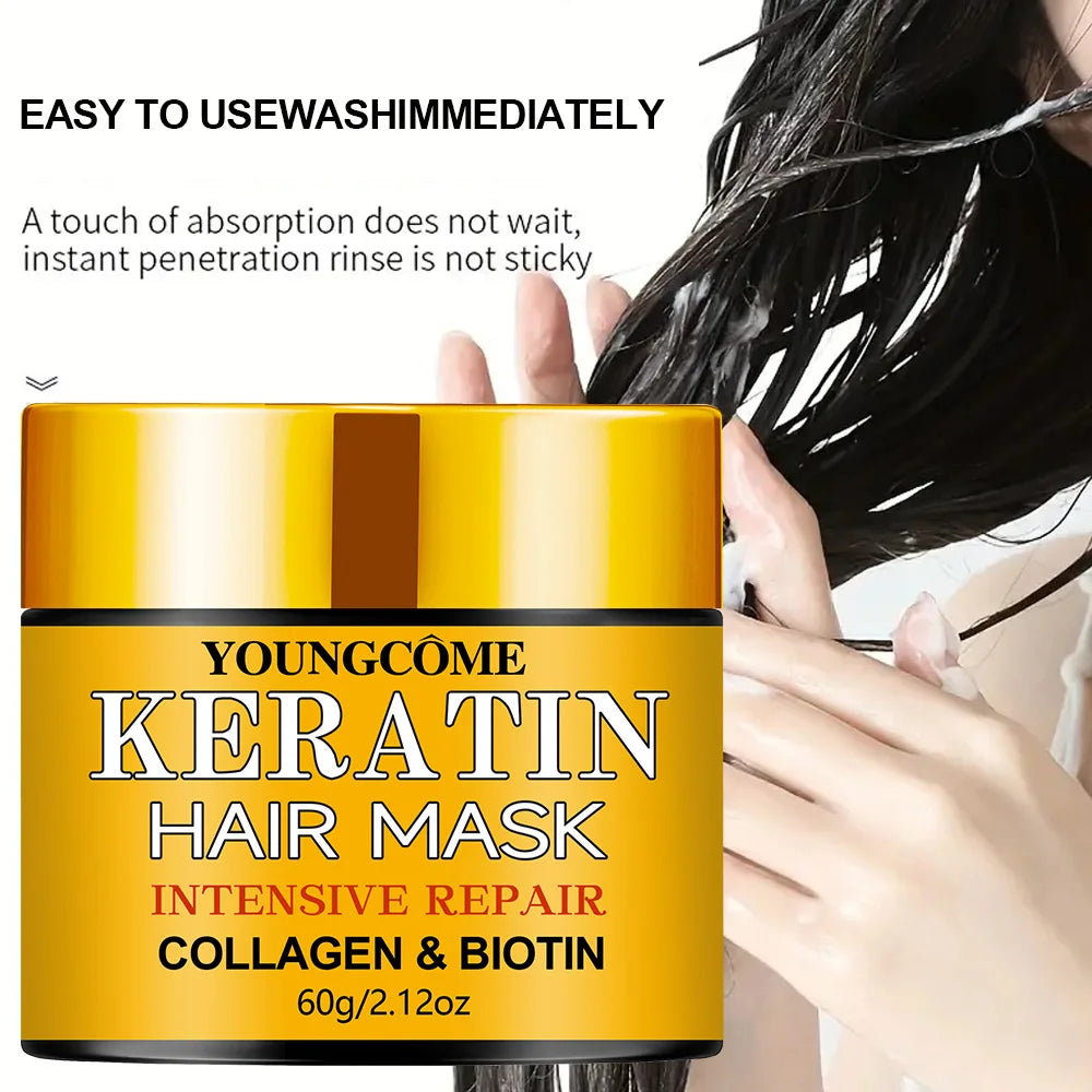 Biotin Collagen Keratin Hair Mask — Deep Repair Treatment for Dry & Damaged Hair