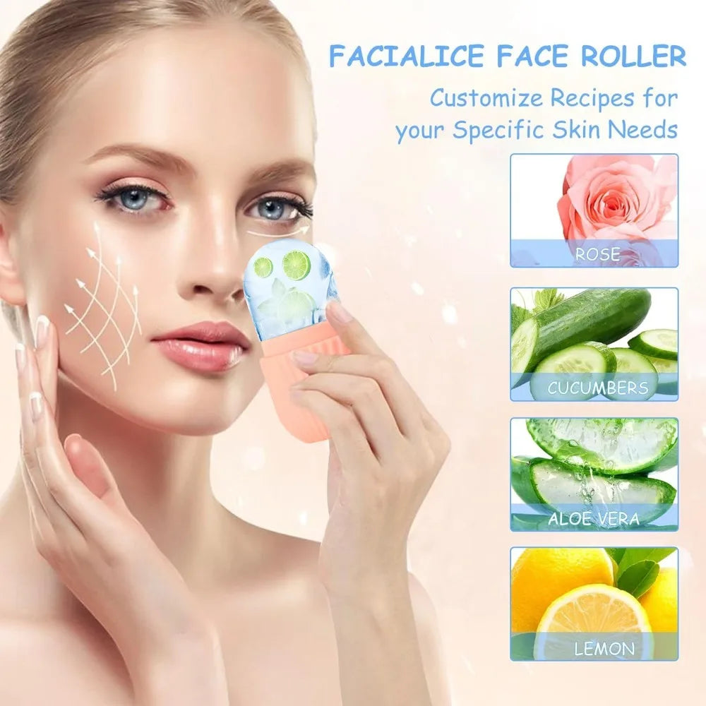 Stainless Steel Ice Face Roller & Gua Sha Set — Facial Sculpting & Depuffing Tool
