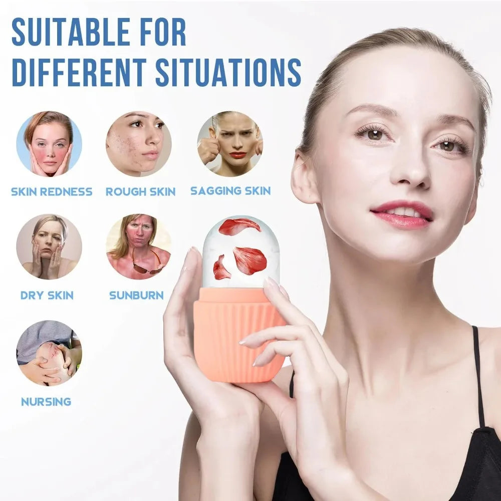 Stainless Steel Ice Face Roller & Gua Sha Set — Facial Sculpting & Depuffing Tool