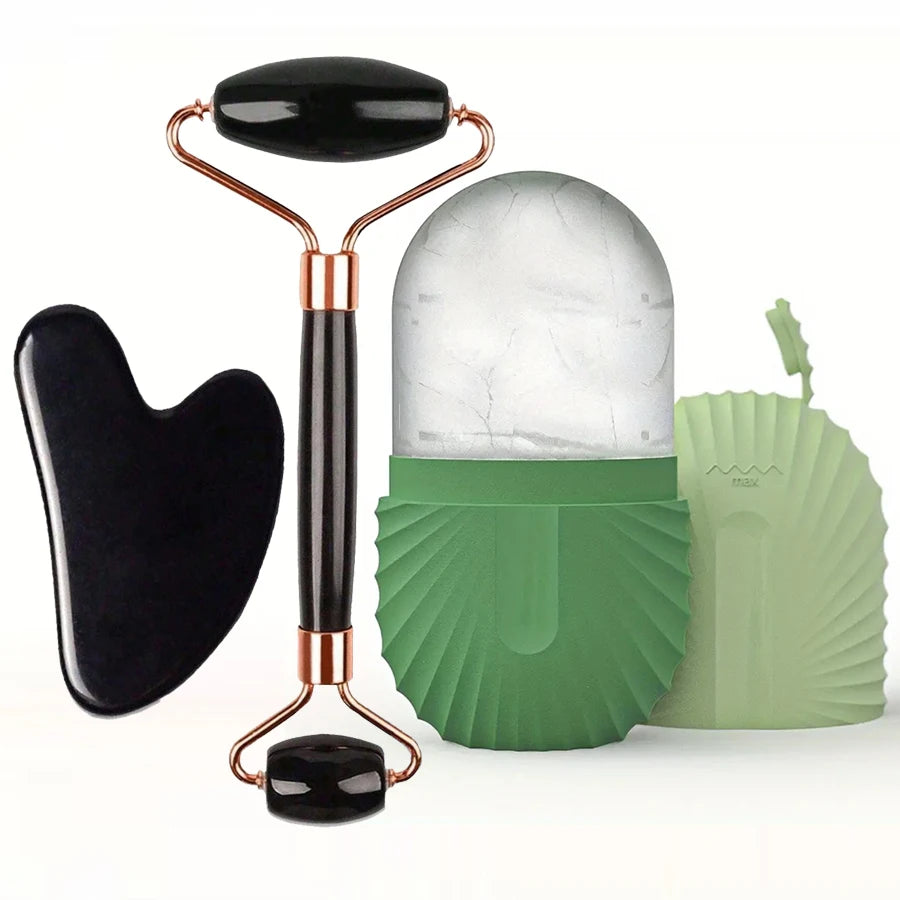 Ice Face Roller & Gua Sha Set — Facial Massage Tool for Lifting & Contouring