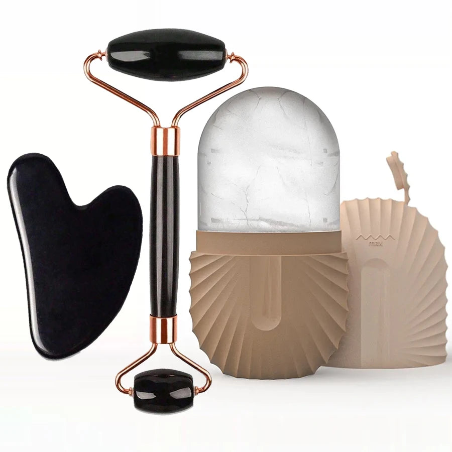 Ice Face Roller & Gua Sha Set — Facial Massage Tool for Lifting & Contouring