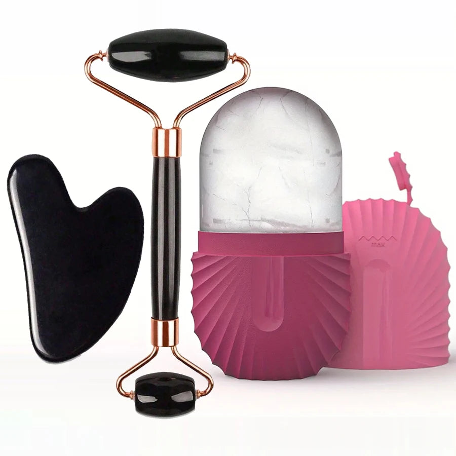Ice Face Roller & Gua Sha Set — Facial Massage Tool for Lifting & Contouring