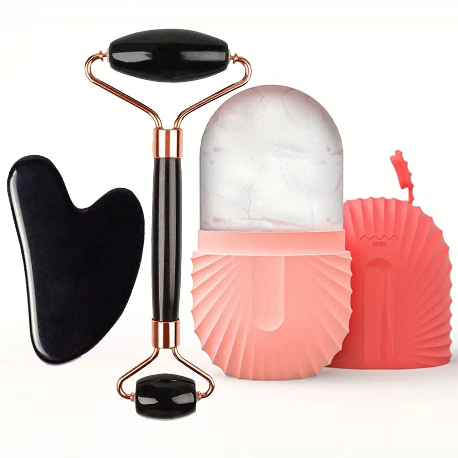 Ice Face Roller & Gua Sha Set — Facial Massage Tool for Lifting & Contouring