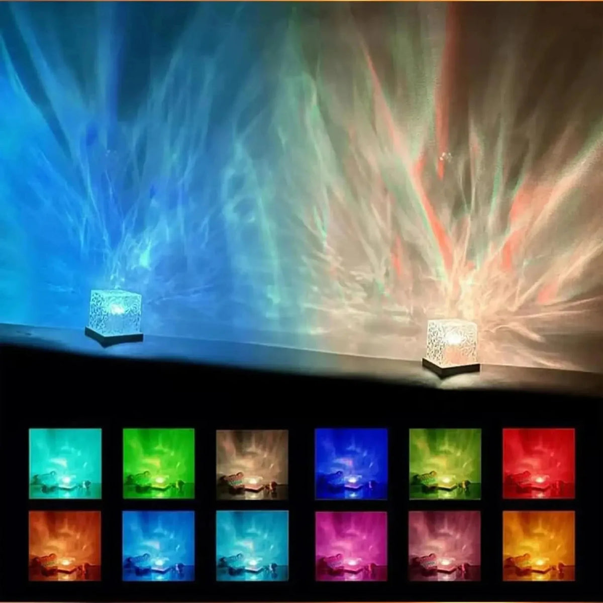 16-Color Aurora Night Light Projector — Water Ripple Crystal Lamp for Bedroom Decor