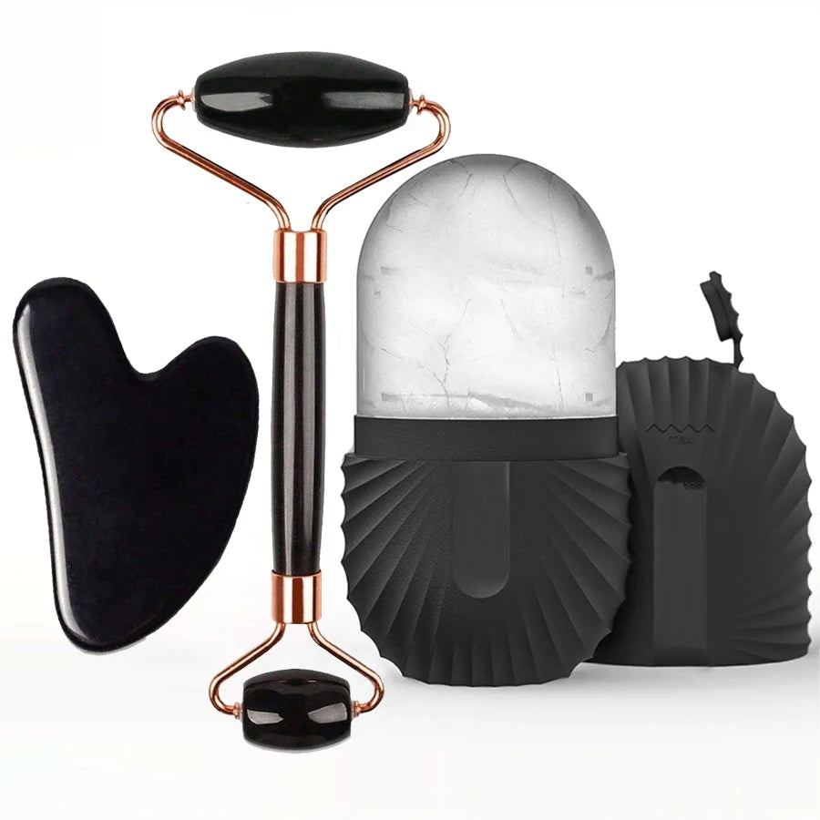 Ice Face Roller & Gua Sha Set — Facial Massage Tool for Lifting & Contouring