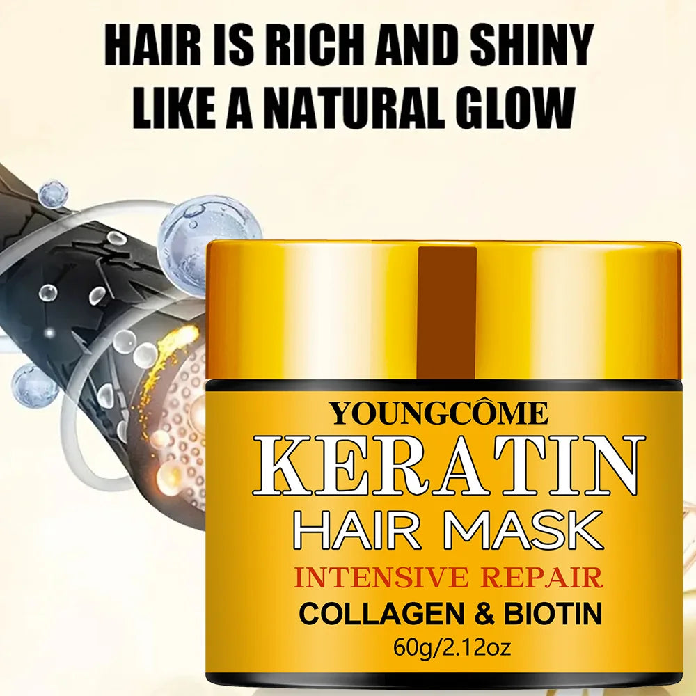 Biotin Collagen Keratin Hair Mask — Deep Repair Treatment for Dry & Damaged Hair