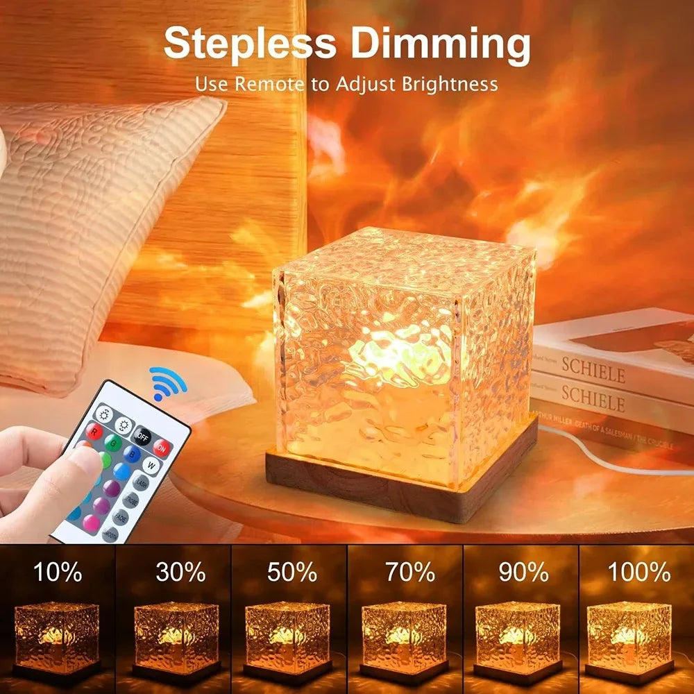 16-Color Aurora Night Light Projector — Water Ripple Crystal Lamp for Bedroom Decor